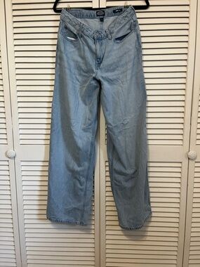Vintage-Inspired Light Blue Flared Wide Leg Jeans